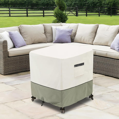 Square,600D 25" 25" 18" Waterproof Outdoor Ottoman Cover Heavy Duty Patio Small Side Table Cover,Patio Furniture Covers