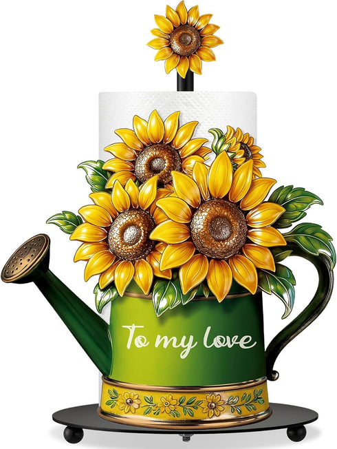 Paper Towel Holder Kitchen Accessories Stand with Round Base Turtle Sunflower Gnome