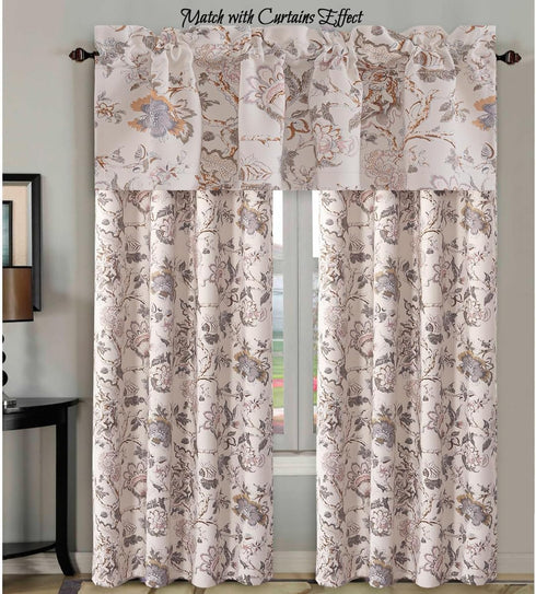 Blackout Curtain Valances for Kitchen Window/Living Room/Bathroom, 52" W x 18" L, Floral in Sage and Brown