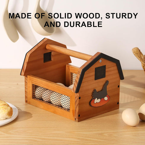 ZSHLXM Countertop. Egg Basket for Gathering Fresh Eggs, Farmhouse Egg Collecting Basket, Wood Chicken Egg Basket Brown
