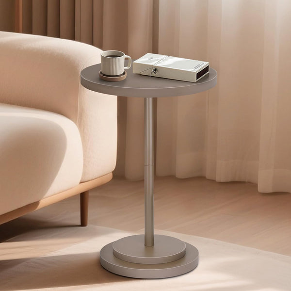 OMTIVORLEX Drink Table, Small Pedestal Side Tables for Small Spaces, Wood Round Martini