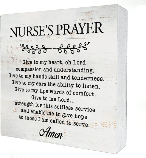 HDKY Nurse's Prayer Wood Box Sign Home Decor Rustic Nurse Wooden Box Sign