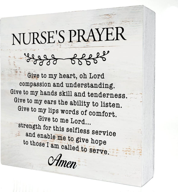 HDKY Nurse's Prayer Wood Box Sign Home Decor Rustic Nurse Wooden Box Sign
