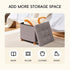 15" 15" 15"Grey PINPLUS Storage Ottoman Cube, White Linen Footrest with Wooden Legs, Foldable Fabric Footrest