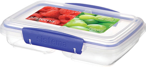 Sistema KLIP IT Split Food Storage Container, Small, 11.8 oz./0.3 L, Clear/Blue