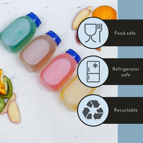 12-Pack 8-Ounce Cornucopia Brands of Plastic Milk Bottles, BPA-Free, Dishwasher-Safe, Multi-Use for Milk, Juice