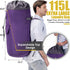 Extra Large Heavy Duty College Laundry Bag, Purple 115L Backpack with Handle and Drawstring Closure