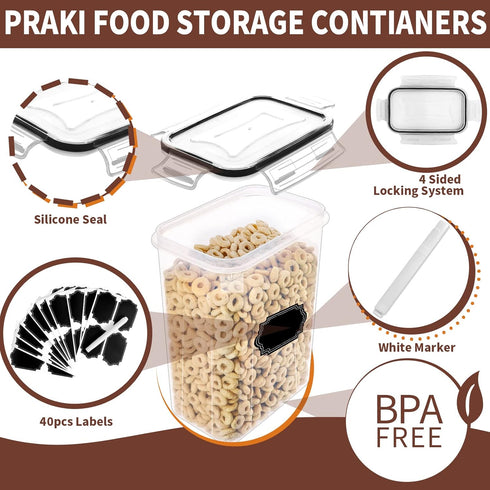 Set 24 PRAKI Airtight Food Storage Containers with Lids - PCS, BPA Free Kitchen and Pantry Organization, Plastic