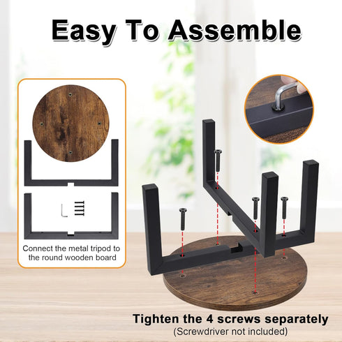 5-10 Inch Vigordream Plant Stand Indoor, Heavy Duty Sturdy Metal Plant Holder, Wooden plant Stool, Single Plant Pot