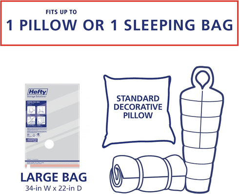 Hefty Shrink-Pak Vacuum Storage Bags - 4 Large Heavy Duty Bags for Clothing, Comforter & Under Bed Storage