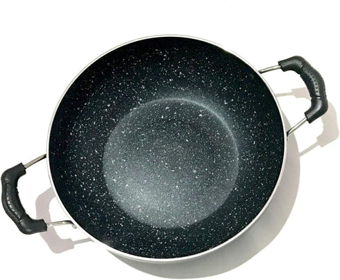 Deep Kadhai Aluminium Non Stick Kadai with Glass Lid, Multipurpose Cooking Pan