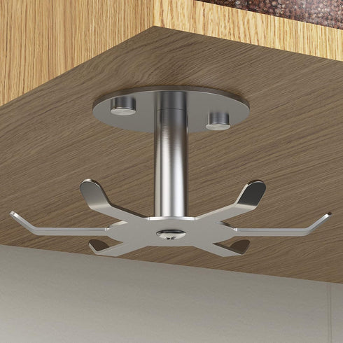 2pcs Under Cabinet Hooks - Rotating Kitchen Utensil Holder, 304 Stainless Steel Adhesive Hanging Rack for Utensils