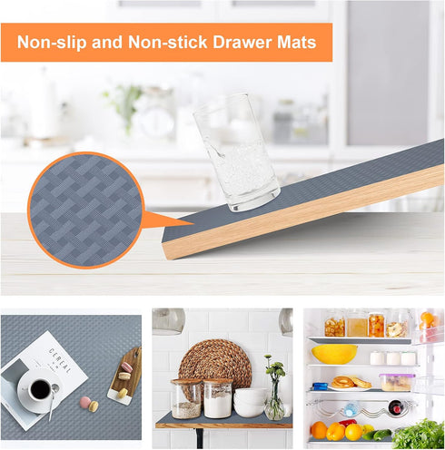 Shelf Liners for Kitchen Cabinets, Waterproof & Oil-Proof Non-Slip Drawer Mats, 17.3 x 393.7 Inches
