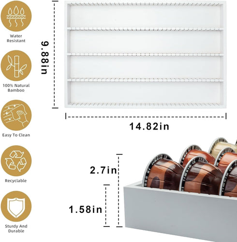 MinBoo Bamboo Coffee Pod Storage Holder, Drawer Insert for Vertuoline Capsules, Compatible for Kitchen, Home, Office