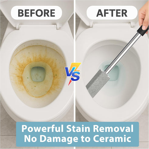 Set, 16.14 Inch 2 Toilet Bowl Cleaner Brush and Holder Pumice Stone with Handle for Cleaning, Hard Water Stain Remover