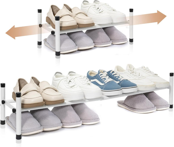 STORAGE MANIAC Expandable Shoe Rack, 4 Pairs Stackable Small Shoe Rack, Metal