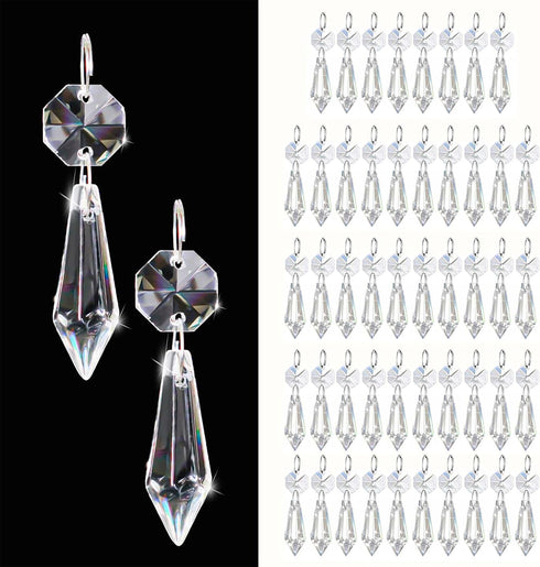 50PCS Premium Clear Crystal Teardrop Prism 2.4" -Crystal Glass Baroque Chandelier Pendant