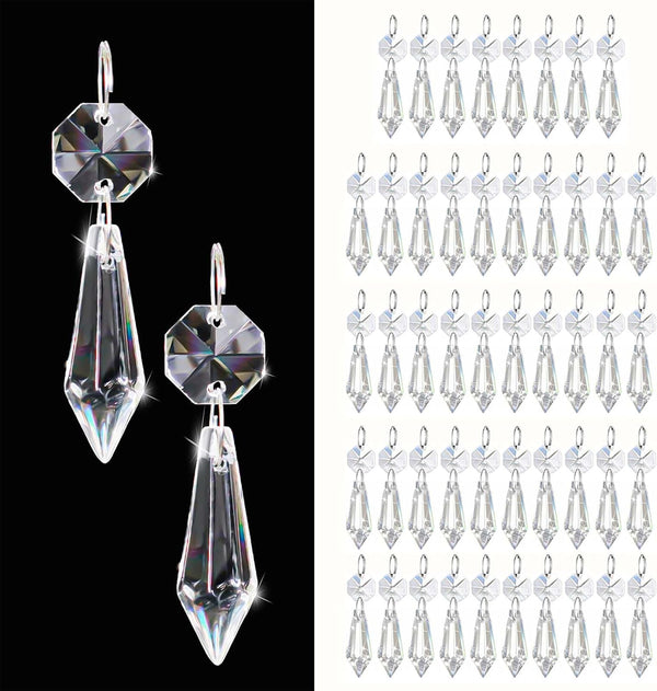 50PCS Premium Clear Crystal Teardrop Prism 2.4" -Crystal Glass Baroque Chandelier Pendant