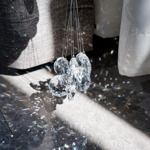 Pack 10 KANPURA of Clear Crystal Suncatcher Chandelier Lamp Lighting Drops Pendants,Hanging Glass Ball Prisms Window