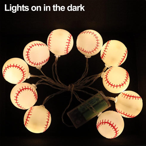 6.5ft 10LED Yayfazy Baseball Decorations String Lights, Timer Battery Operated Room Decor,Baseball Ornaments
