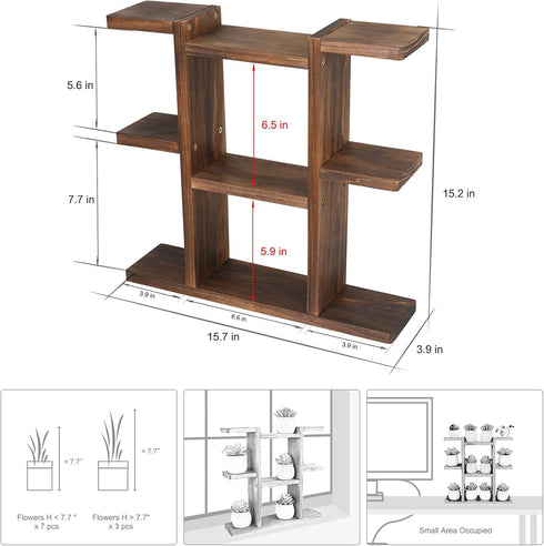9 Wood Desktop Plant Stand Indoor Small Windowsill Flower Shelf Tabletop Plant Shelf Holder Display Rack for Succulent