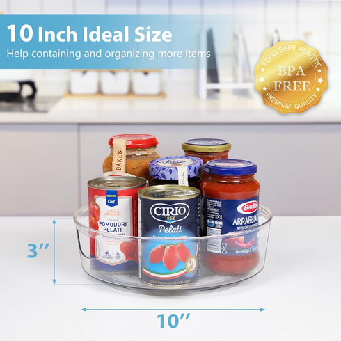 Guzon 6 Pack Lazy Susan Turntable, 10 Inch Clear Rotating Organizer for Kitchen, Pantry, Dresser, Bathroom