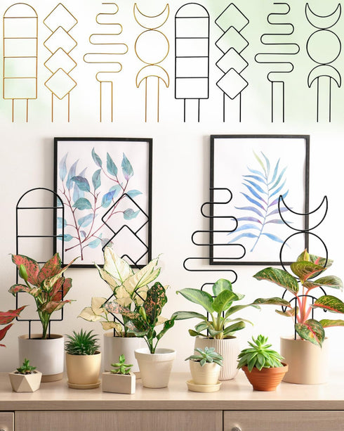 sousac 4 Pack Trellis for Indoor Climbing Plant, Small Metal Garden Trellis for Potted Plants, Stake Mini Treleaf