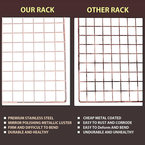 Briout 2-Pack Cooling Rack for Baking, 16x10 Inches Thick Wire Cookie Rack for Cooking, Roasting, Grilling