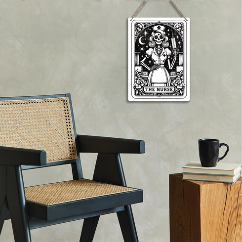 Krollma Funny Tarot Card Wall Art Decor Rustic Nurse Appreciation Gifts Witchy Vibes Hanging Sign, Nursing Witch Stuff