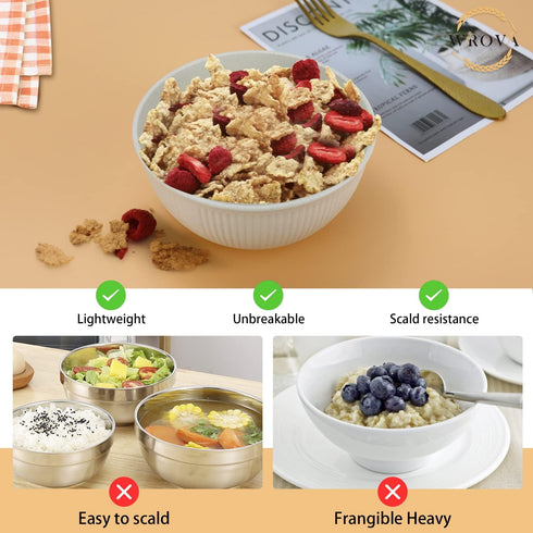 Wheat Straw Bowl Sets of 8, Unbreakable 26 OZ Cereal Bowls, Microwave and Dishwasher Safe, Winter-Snow Series