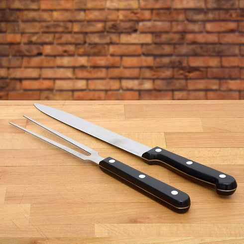 Carving Knife Set for Meat Turkey, Set of 2 Stainless Steel Carving Fork Guard and Slicer Home Gourmet BBQ Tools Cutlery Knives for Brisket Meat Roast Ham by TIYOORTA