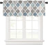 Valances Curtains for Living Room, Retro Blue Moroccan Geometric Pattern Semi Sheer Valance, 42''x12''