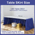 156inch 8ft(Cover 13ft Royal Blue Polyester Table Skirts for Rectangle Tables Front&Both Sides), Wrinkle Free Pleats