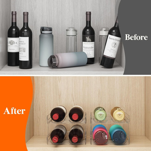 Lifewit Plastic Stackable Wine Rack for Refrigerator, Cabinet, Countertop, Holds 4 Bottles, Water Bottle Organizer
