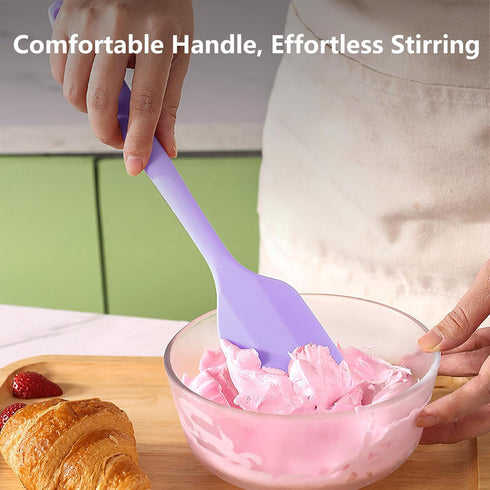 Purple Rubber Spatula, 10.8In Silicone Spatula for Cooking, Heat Resistant, Flexible for Nonstick Cookware