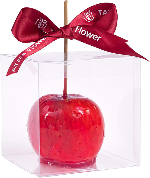 Clear Candy Apple Boxes with Hole, 4"x 4"x 4", Set of 20 Food-Grade Treat Boxes for Caramel Apples