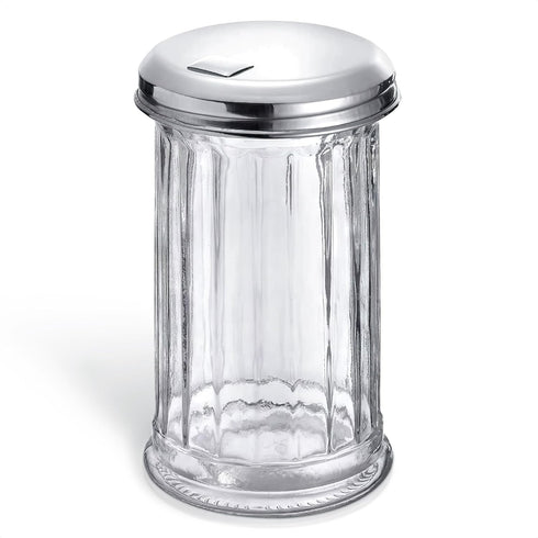 12 Oz Glass Sugar Dispenser with Pour Spout and Stainless Steel Flip Lid, Multifunctional Container for Coffee Bar,