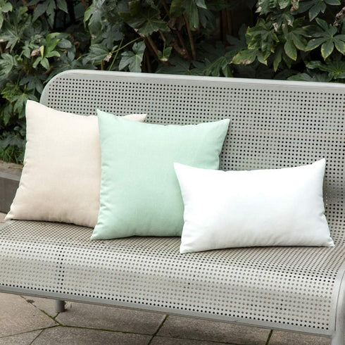 MIULEE Decorative Outdoor Throw Pillow Covers, 2 Pack Solid Waterproof Faux Linen Cushion Cases 18x18 Inch Beige