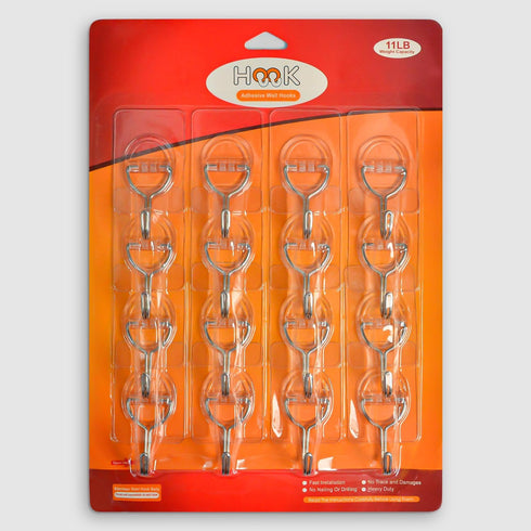 CGBE Heavy Duty Adhesive Hooks, 16 Pack Clear Sticky Hooks for Hanging Keys, Coats, Hats, Bags