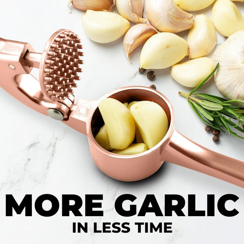 Zulay Kitchen Premium Garlic Press Set, Rust Proof & Dishwasher Safe, Easy-Squeeze, Rose Gold