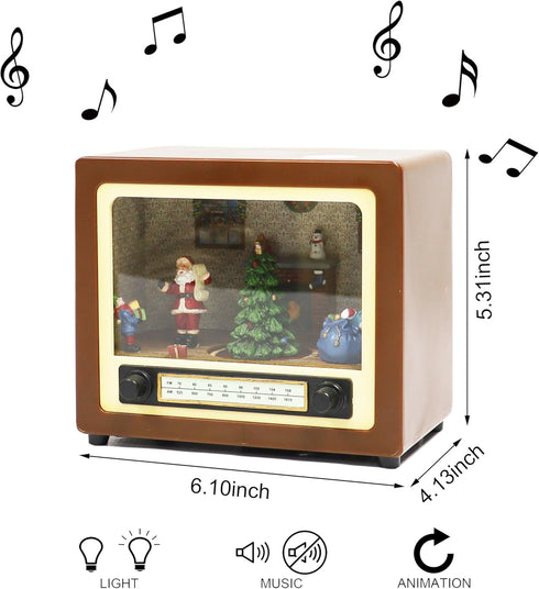 MOMENTS IN TIME 5.5 8 Retro Radio with Santas Home Scene LED Lighted Musical Christmas Dcor, Animated Moving Tree