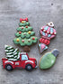 LILIAO Christmas Cookie Cutter Set, 4-pc Stainless Steel Cutters: Pickup Truck with Christmas Tree, Light Bulb, Ornament