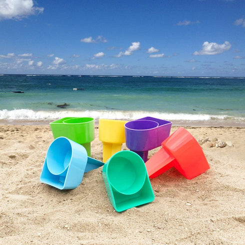 Home Queen Beach Cup Holder with Pocket, Multifunctional Sand Drink Holder Set of 6 (Blue, Teal, Purple, Green, Orange,
