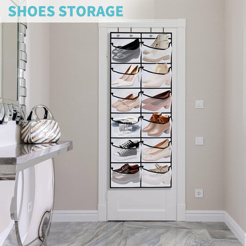 YOCOMEY 2 Packs 24 Closet Over the Door Shoe Organizer, Extra Large Mesh Pockets Hanging Shoe Boots Rack Holder