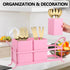 Metal Silverware Caddy - 3 Compartment Utensil Holder with Metal Rack, Flatware Cutlery Organizer for Countertop, Pink