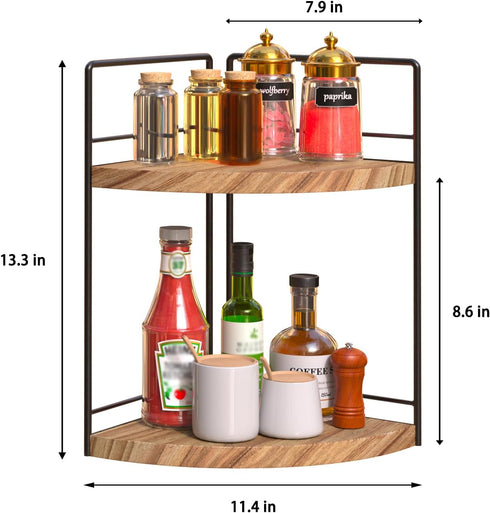 BSTSLL 2 Pack Counter 2 Counter Bathroom Organizer, Tier Corner Bathroom Organizer Wooden Vanity Organizers