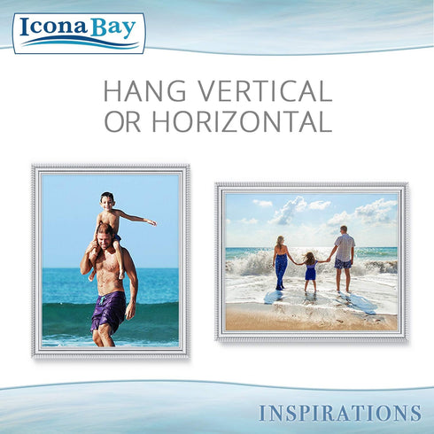 Icona Bay 8x10 Picture Frames, Silver, 6 Pack, Contemporary Picture Frame Set, Wall Mount or Table Top
