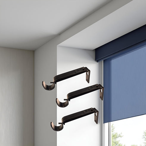 Curtain Rod Brackets Heavy Duty - Adjustable Drapery Hardware for 7/8 or 1 Inch Rods, Set of 3 (White)