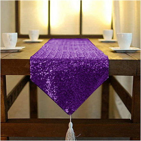ShinyBeauty 12x72-Inch Purple Sequin Table Runner - Dresser Scarves for Wedding Event Decoration