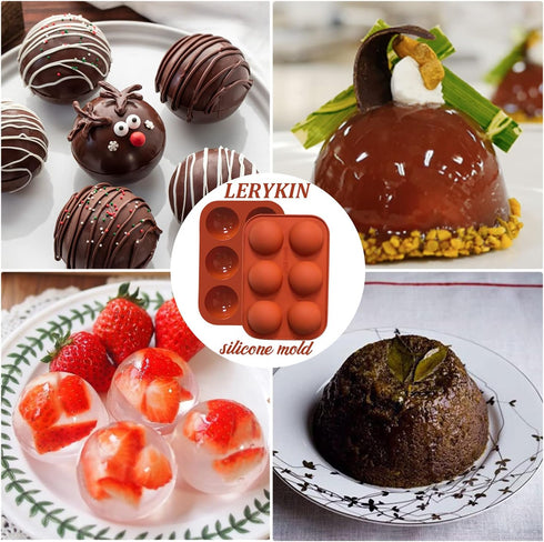 6 Holes Medium Semi Sphere Silicone Molds - 3 Packs Half Sphere Baking Molds for Chocolate, Cake, Jelly